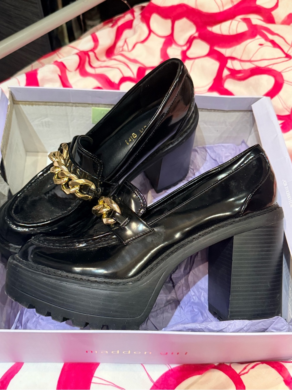 Madden Girl Chunky Patent Platform Loafers